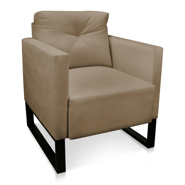 Poltrona Luisa Suede Marrom Rato Base Industrial Metálica Pre