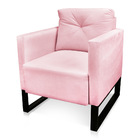 Poltrona Luisa Suede Rosa Bebê Base Industrial Metálica Preto