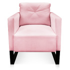 Poltrona Luisa Suede Rosa Bebê Base Industrial Metálica Preto