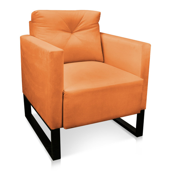 Poltrona Luisa Suede Telha Base Industrial Metálica Preto - D