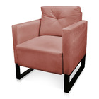 Poltrona Luisa Veludo Rosê Base Industrial Metálica Preto D01