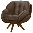 Poltrona Luisiana Veludo Base Giratória De Madeira K01 - D'ro