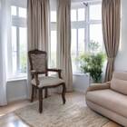 Poltrona Luiz Xv Com Telinha Entalhada Cappuccino E Linho Bege