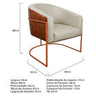 Poltrona Luiza Base De Ferro Bronze Corano Nozes E Linho - Am