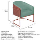 Poltrona Luiza Base De Ferro Bronze Corano Nozes E Linho Azul