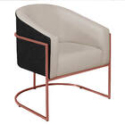 Poltrona Luiza Base De Ferro Bronze Factor Preto E Linho - Do