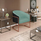 Poltrona Luiza Base De Ferro Bronze Factor Preto E Linho - Do