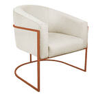 Poltrona Luiza Base De Ferro Bronze Linho - Amarena Móveis -