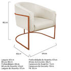 Poltrona Luiza Base De Ferro Bronze Linho - Amarena Móveis -