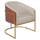 Poltrona Luiza Base De Ferro Dourado Corano Nozes E Linho Beg