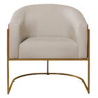 Poltrona Luiza Base De Ferro Dourado Corano Nozes E Linho Beg