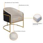 Poltrona Luiza Base De Ferro Dourado Factor Preto E Linho - A