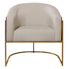 Poltrona Luiza Base De Ferro Dourado Factor Preto E Linho - A