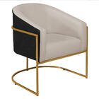 Poltrona Luiza Base De Ferro Dourado Factor Preto E Linho - A