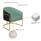 Poltrona Luiza Base De Ferro Dourado Factor Preto E Linho - A