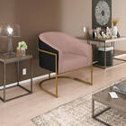 Poltrona Luiza Base De Ferro Dourado Factor Preto E Linho - A