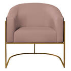 Poltrona Luiza Base De Ferro Dourado Factor Preto E Linho - A