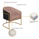 Poltrona Luiza Base De Ferro Dourado Factor Preto E Linho - A