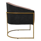 Poltrona Luiza Base De Ferro Dourado Factor Preto E Linho - A