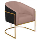 Poltrona Luiza Base De Ferro Dourado Factor Preto E Linho - A