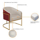 Poltrona Luiza Base De Ferro Dourado Factor Vermelho E Linho