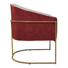 Poltrona Luiza Base De Ferro Dourado Factor Vermelho E Linho