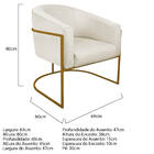 Poltrona Luiza Base De Ferro Dourado Linho - Amarena Móveis -