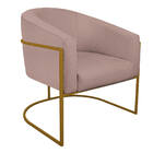 Poltrona Luiza Base De Ferro Dourado Linho - Doce Sonho Móvei