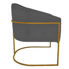 Poltrona Luiza Base De Ferro Dourado Linho - Doce Sonho Móvei