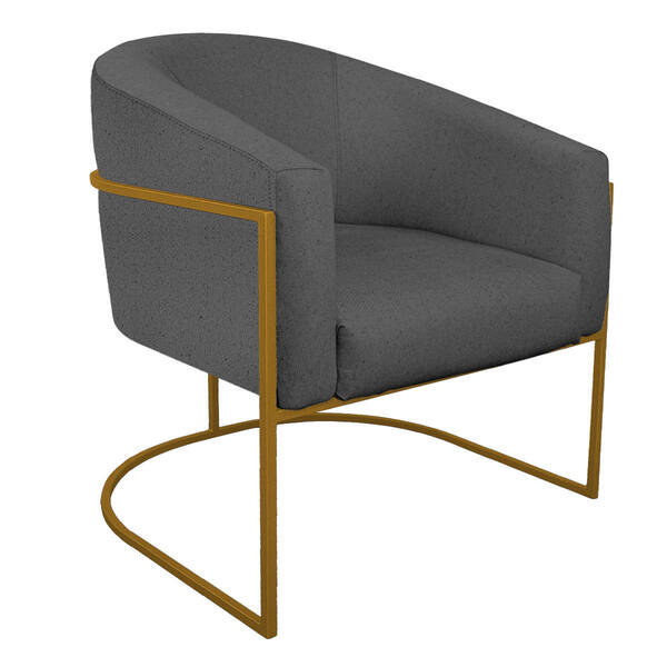 Poltrona Luiza Base De Ferro Dourado Linho - Doce Sonho Móvei