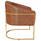 Poltrona Luiza Base De Ferro Dourado Sintético Nozes - Amaren