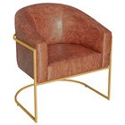 Poltrona Luiza Base De Ferro Dourado Sintético Nozes - Doce S