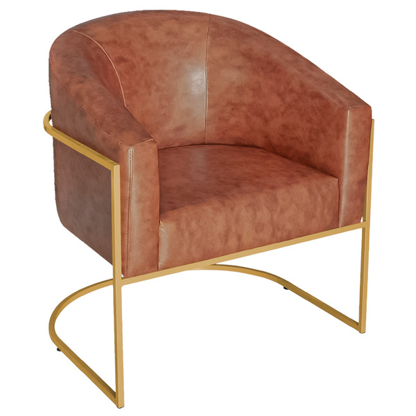 Poltrona Luiza Base De Ferro Dourado Sintético Nozes - Doce S