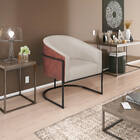 Poltrona Luiza Base De Ferro Preto Corano Nozes E Linho Bege