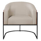 Poltrona Luiza Base De Ferro Preto Corano Nozes E Linho Bege