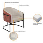 Poltrona Luiza Base De Ferro Preto Corano Nozes E Linho - Doc