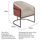 Poltrona Luiza Base De Ferro Preto Corano Nozes E Linho - Doc