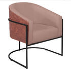 Poltrona Luiza Base De Ferro Preto Corano Nozes E Linho - Doc