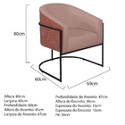 Poltrona Luiza Base De Ferro Preto Corano Nozes E Linho - Doc