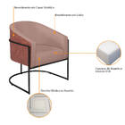 Poltrona Luiza Base De Ferro Preto Corano Nozes E Linho Rosê