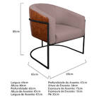 Poltrona Luiza Base De Ferro Preto Corano Nozes E Linho Rosê