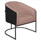 Poltrona Luiza Base De Ferro Preto Factor Preto E Linho - Doc