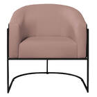 Poltrona Luiza Base De Ferro Preto Factor Preto E Linho - Doc