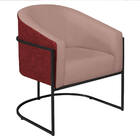 Poltrona Luiza Base De Ferro Preto Factor Vermelho E Linho -