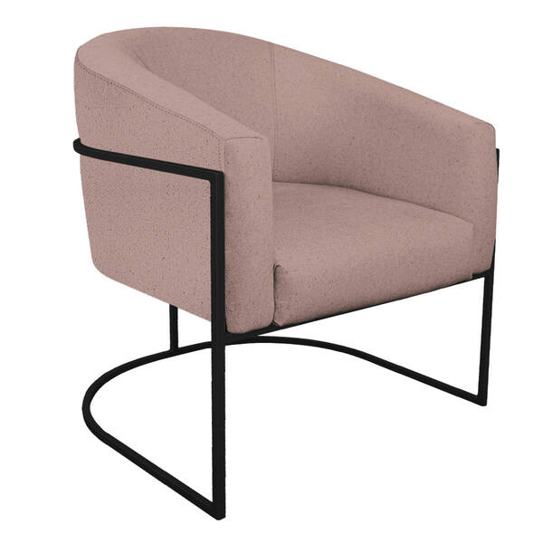 Poltrona Luiza Base De Ferro Preto Linho - Amarena Móveis - R