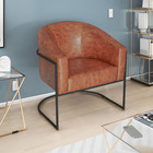 Poltrona Luiza Base De Ferro Preto Sintético Nozes - Amarena