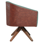 Poltrona Luiza Base Giratória De Madeira Corano Nozes E Linho