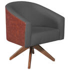 Poltrona Luiza Base Giratória De Madeira Corano Nozes E Linho