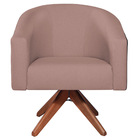 Poltrona Luiza Base Giratória De Madeira Factor Preto E Linho