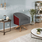 Poltrona Luiza Base Giratória De Madeira Factor Vermelho E Li